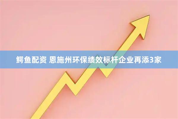 鳄鱼配资 恩施州环保绩效标杆企业再添3家